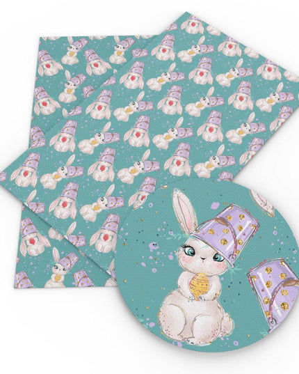 Charming Easter Bunny Vegan Leather Crafting Fabric for Creative Projects