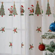 Peekaboo Studio Christmas Curtain with Tree Embroidery, Festive Design
