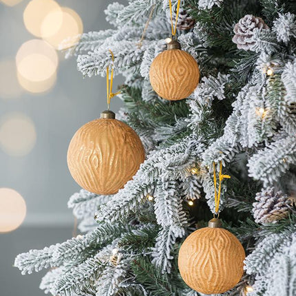 Room & Decor Set of 6 Gold Glass Christmas Ball Ornaments - 3.9" Decor