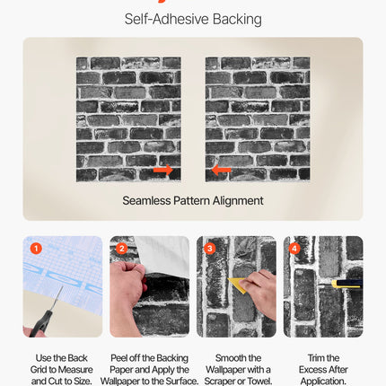 Peekaboo Studio Gray Brick Peel and Stick Wallpaper - Waterproof & Eas