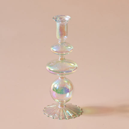 Geometric Borosilicate Glass Candlestick Vase For Home Office Desk Decor