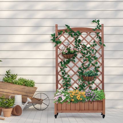 Room & Decor Raised Garden Bed with Trellis - 2 Pack, Wooden Planter B