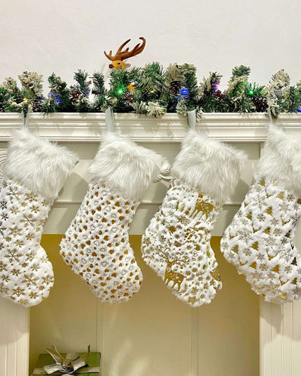 1pc Gilding Plush Christmas Socks Gift Bag Christmas Decorations