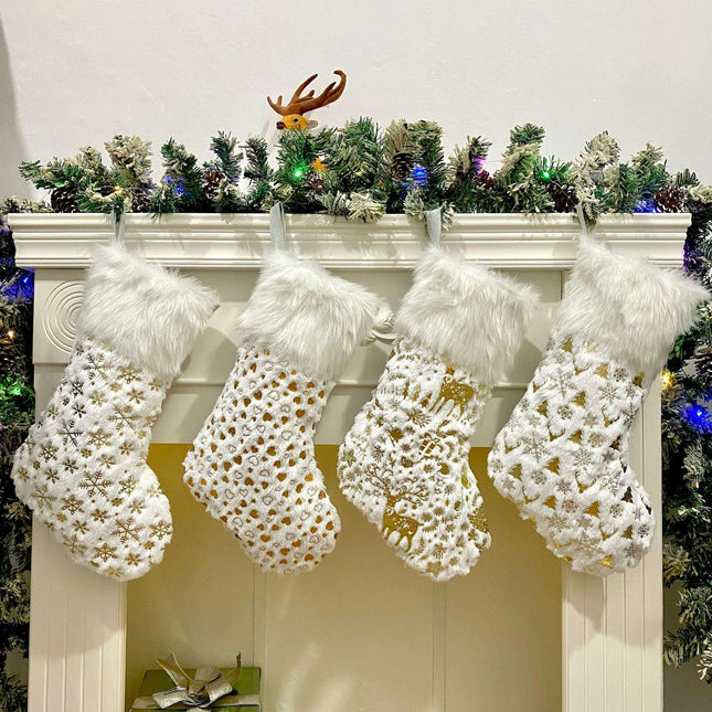 1pc Gilding Plush Christmas Socks Gift Bag Christmas Decorations