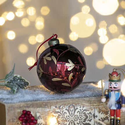 Room & Decor Set of 6 Red Glass Christmas Ball Ornaments, 3.9" Diamete