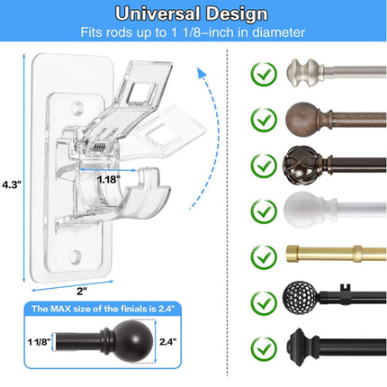 No Drilling Curtain Rod Bracket