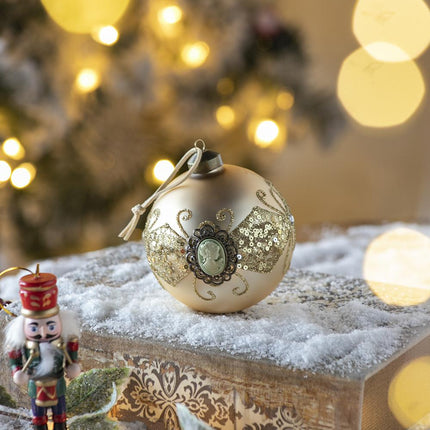 Room and Decor Set of 6 Gold Glass Christmas Ball Ornaments, 3.9