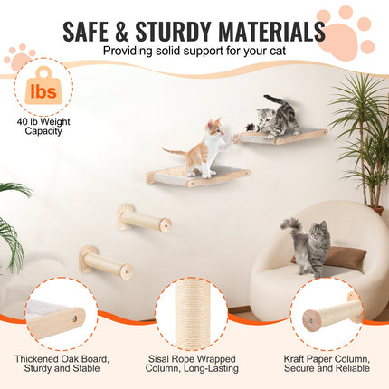 Peekaboo Studio Wall Mounted Cat Shelves with 2 Hammocks & Jump Posts