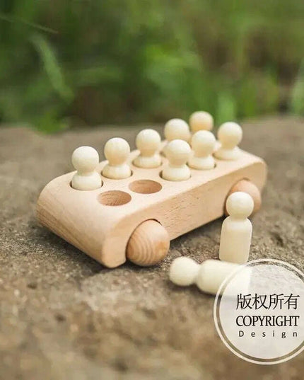 Educational Wooden Train Set for Babies - Montessori-Inspired Learning Toy with Trolley and Number Blocks