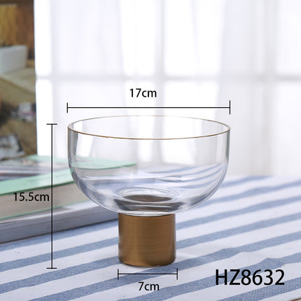 Elegant Hanging Transparent Glass Candle Holder With Copper Ring