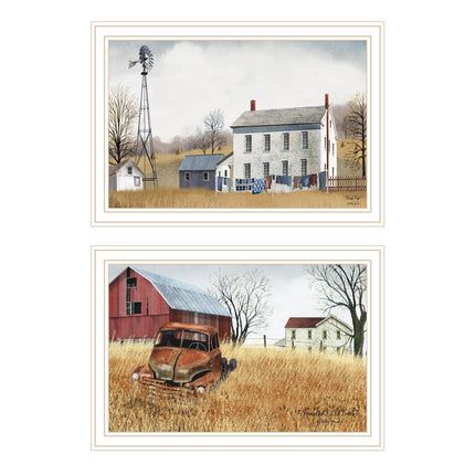 Billy Jacobs 2-Piece Framed Wall Art Set - Vintage Truck & Washday Dec