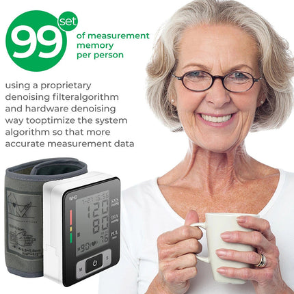 Peekaboo Studio Wrist Blood Pressure Monitor, Adjustable Cuff, 90 Read
