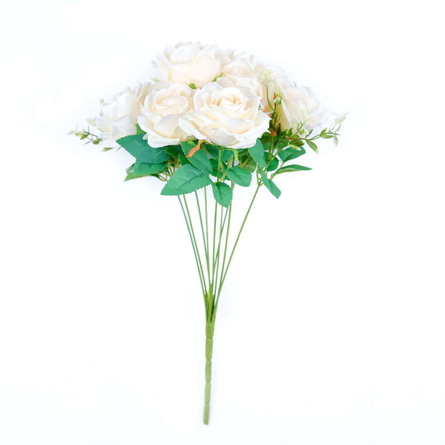 AliKopy 18" Real Touch Cream Rose Bouquet - Silk Long Stem, 2 Bushes
