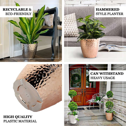 AliKopy 11" Gold Hammered Indoor Plant Pot - Decorative & Durable Plan