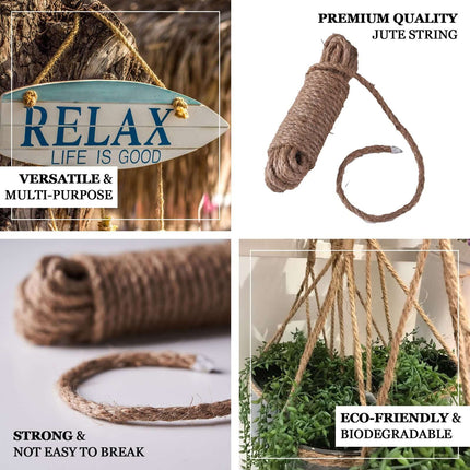 AliKopy 33ft Natural Jute Rope Twine - 8mm Thickness, Eco-Friendly