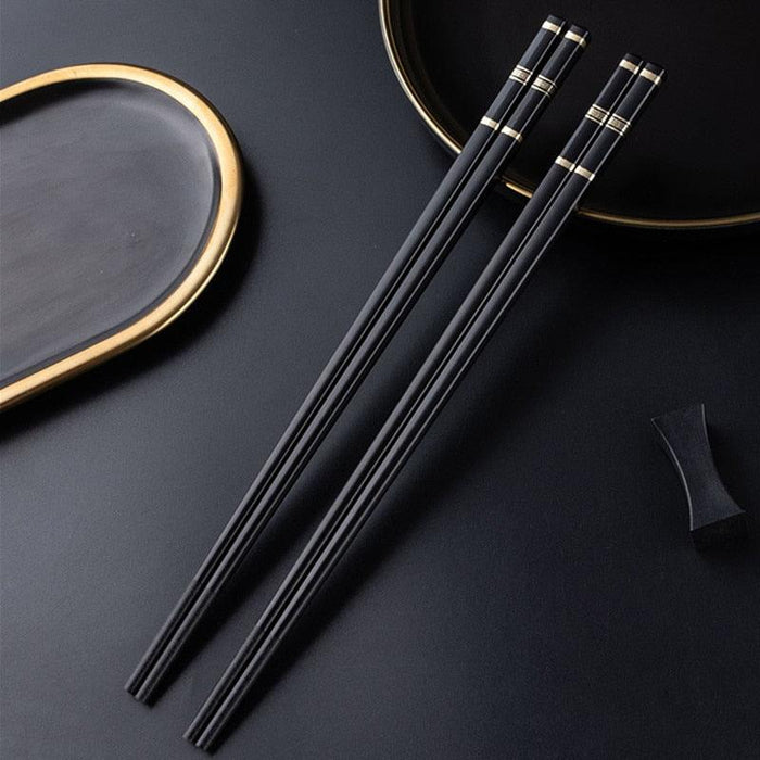 Reusable Metal Alloy Asian Style Chopsticks Set - 2 Pieces
