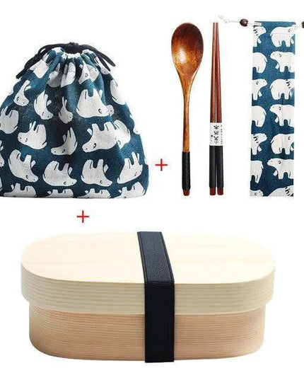 Eco-Friendly Wooden Bento Box Set with Leakproof Features - Perfect for Healthy Family Meals