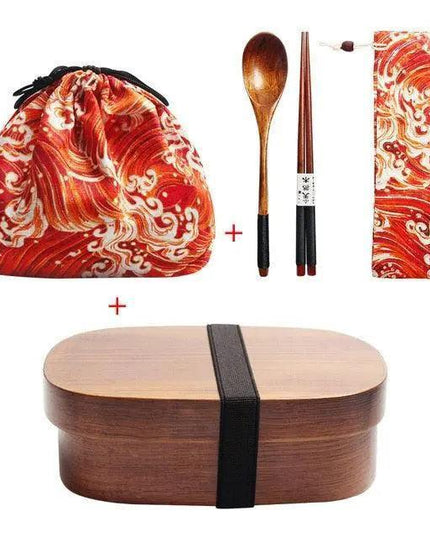 Eco-Friendly Wooden Bento Box Set with Leakproof Features - Perfect for Healthy Family Meals