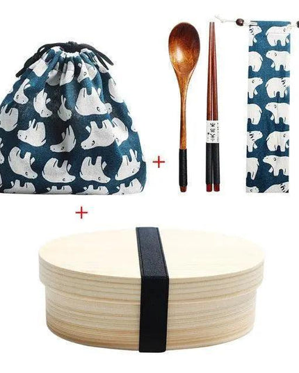 Eco-Friendly Wooden Bento Box Set with Leakproof Features - Perfect for Healthy Family Meals