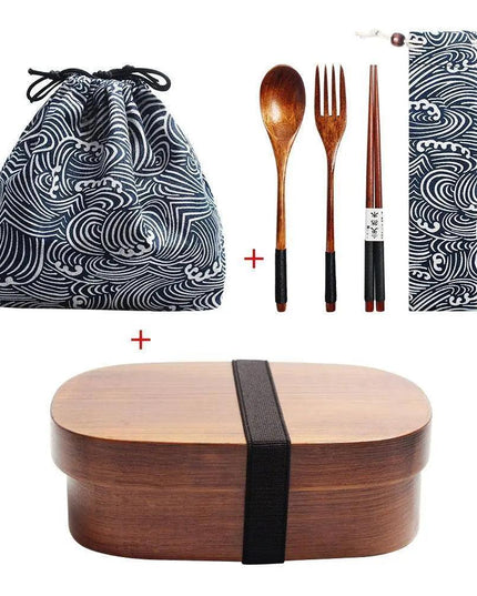 Eco-Friendly Wooden Bento Box Set with Leakproof Features - Perfect for Healthy Family Meals