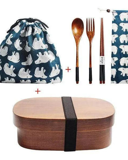 Eco-Friendly Wooden Bento Box Set with Leakproof Features - Perfect for Healthy Family Meals