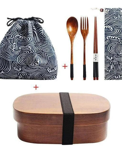 Eco-Friendly Wooden Bento Box Set with Leakproof Features - Perfect for Healthy Family Meals
