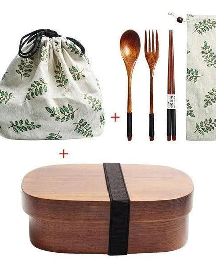 Eco-Friendly Wooden Bento Box Set with Leakproof Features - Perfect for Healthy Family Meals