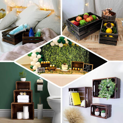 AliKopy Set of 3 Rustic Wooden Crates - Versatile Planters & Storage