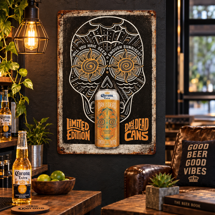 Vintage Beer Emblem Metal Wall Art — Retro Home Bar, Garage & Man Cave Sign