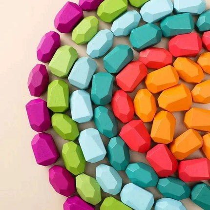 Colorful Wooden Building Blocks Kit for Creative Learning and Logical Development