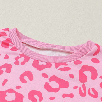 Chic Satin Pink Leopard Print Pajama Set with Bow and Shorts for Ultimate Comfort