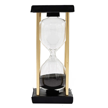 Stanley 15-Minute Hourglass with Metal Stand - Black Glass & Leather