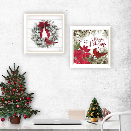 Linda Spivey 2-Piece Cardinal Wreath Wall Art - Framed, Multicolor Dec