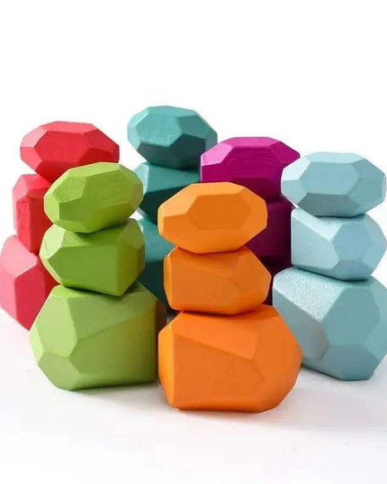 Colorful Wooden Building Blocks Kit for Creative Learning and Logical Development