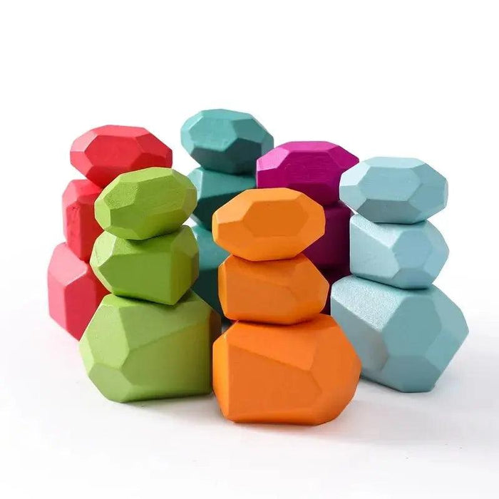 Colorful Wooden Building Blocks Kit for Creative Learning and Logical Development