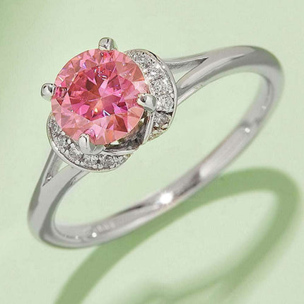 Elegant Multicolored Lab-Grown Diamond Ring in Sterling Silver