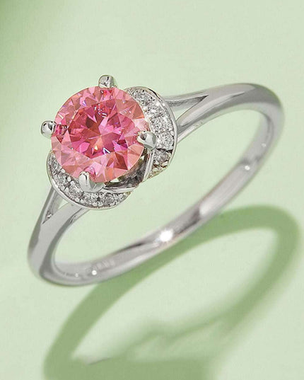 Elegant Multicolored Lab-Grown Diamond Ring in Sterling Silver