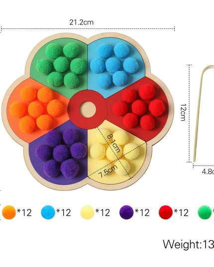 Rainbow Woodland Montessori Educational Toy - Wood & Wool Learning Board