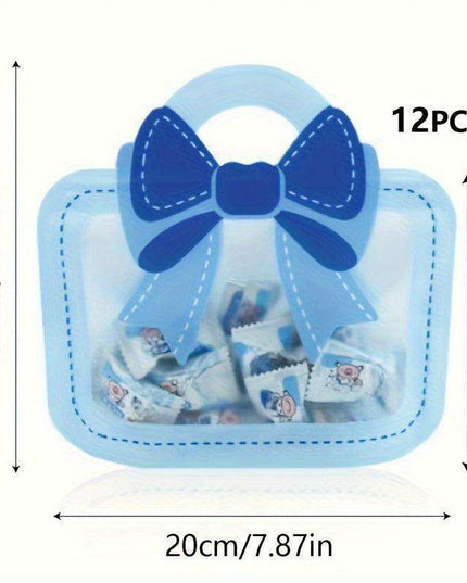 12-Pack Elegant Self-Standing Gift Bags with Charming Bows - Ideal for Celebrations, Treats & Business Packaging