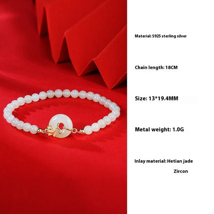 Peekaboo Studio Orchid Hetian Jade S925 Silver Magnolia Beads Bracelet