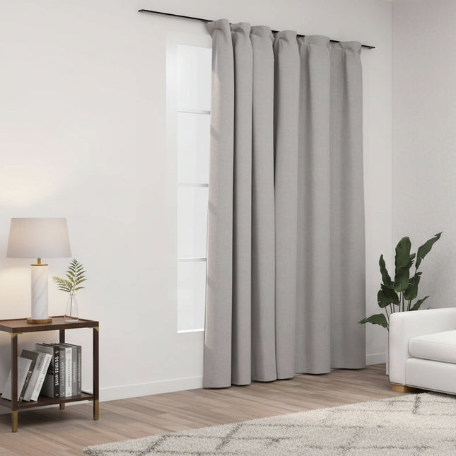blackout curtain with hooks, linen look; blackout curtain with