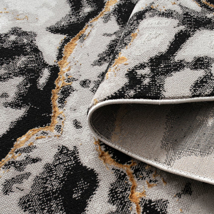 Tali Luxury Grey & Black Abstract Area Rug - Soft Polyester, Durable D