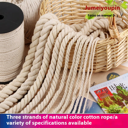 Peekaboo Studio Coarse Beige Cotton Rope, 3-Strand, 20mm Thickness