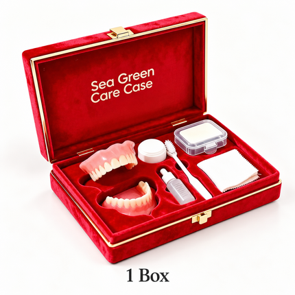 Silicone Full-Mouth Dentures Set — Complete Care Kit