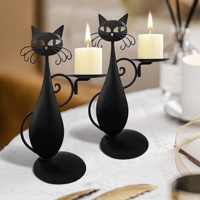 Black Cat Iron Candlestick Candle Holder Pendant Home Decor