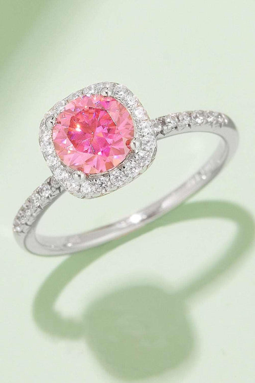 Pink Diamond Halo Ring in 925 Sterling Silver with Lab-Diamond Certification