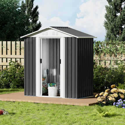Peekaboo Studio 5x3 ft Dark Grey Outdoor Storage Shed, Aluminum Frame,
