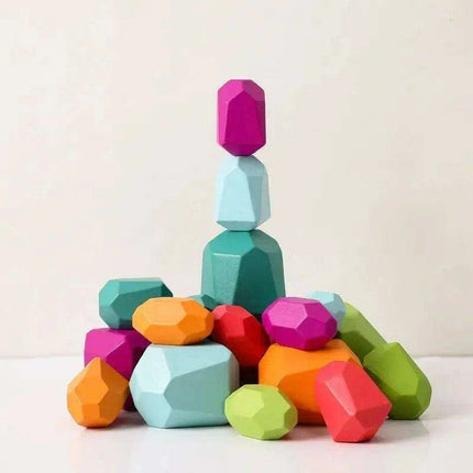 Colorful Wooden Building Blocks Kit for Creative Learning and Logical Development