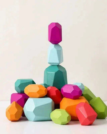 Colorful Wooden Building Blocks Kit for Creative Learning and Logical Development