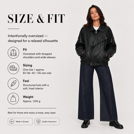 Oversized Faux Leather Jacket — High Collar, Full Zip & Adjustable Belt Coats & Jackets jacket-57 Clothing > Women's Clothing > Outerwear > Jackets & Coats > Faux Leather Jackets